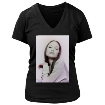 Angelina Jolie Women's Deep V-Neck TShirt