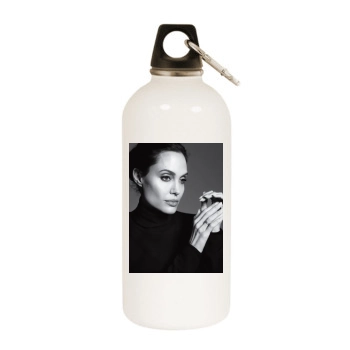 Angelina Jolie White Water Bottle With Carabiner