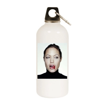 Angelina Jolie White Water Bottle With Carabiner