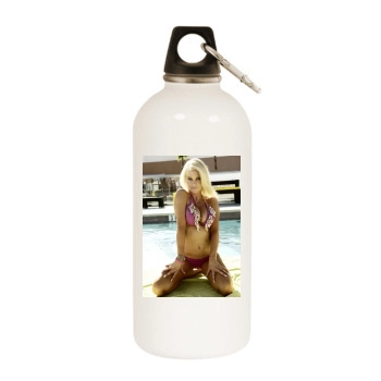 Barbara Moore White Water Bottle With Carabiner