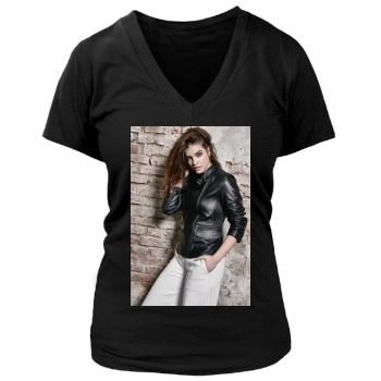 Barbara Palvin Women's Deep V-Neck TShirt