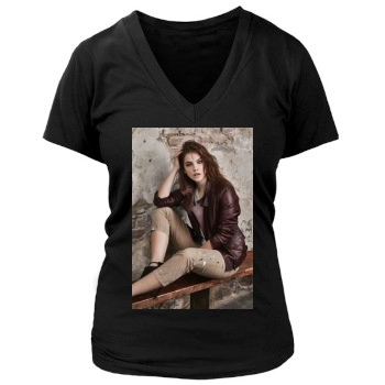 Barbara Palvin Women's Deep V-Neck TShirt