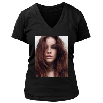 Barbara Palvin Women's Deep V-Neck TShirt