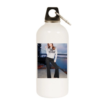 Barbara Palvin White Water Bottle With Carabiner