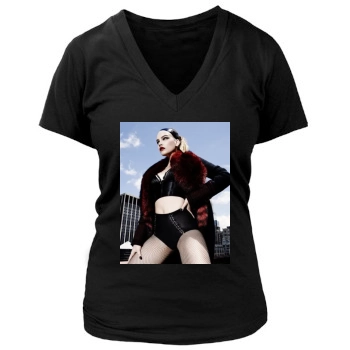 Barbara Palvin Women's Deep V-Neck TShirt