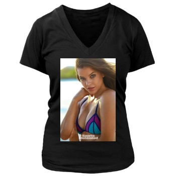 Barbara Palvin Women's Deep V-Neck TShirt