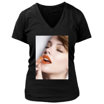 Barbara Palvin Women's Deep V-Neck TShirt