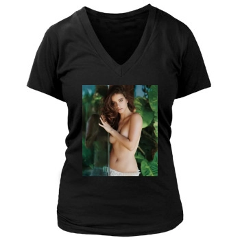 Barbara Palvin Women's Deep V-Neck TShirt