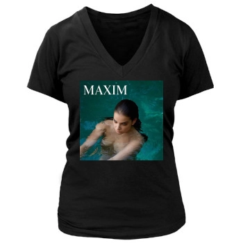 Barbara Palvin Women's Deep V-Neck TShirt