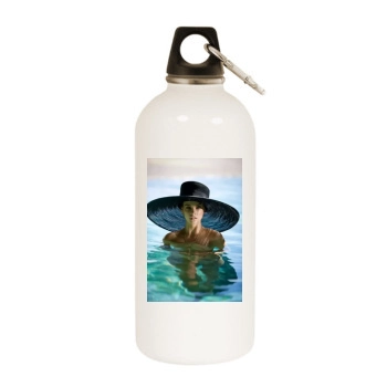 Barbara Palvin White Water Bottle With Carabiner