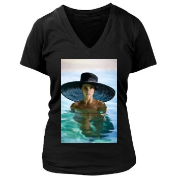 Barbara Palvin Women's Deep V-Neck TShirt