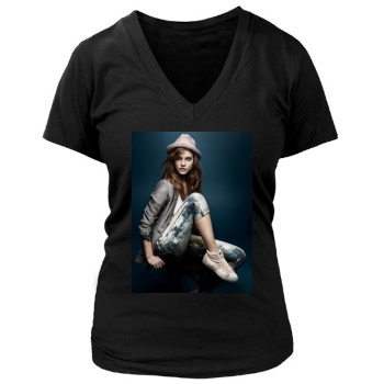 Barbara Palvin Women's Deep V-Neck TShirt