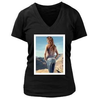 Barbara Palvin Women's Deep V-Neck TShirt