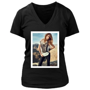 Barbara Palvin Women's Deep V-Neck TShirt