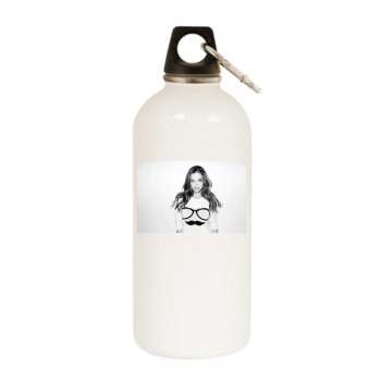 Barbara Palvin White Water Bottle With Carabiner