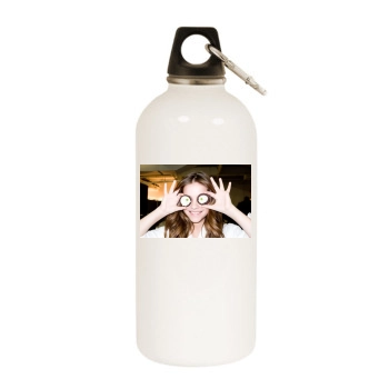 Barbara Palvin White Water Bottle With Carabiner