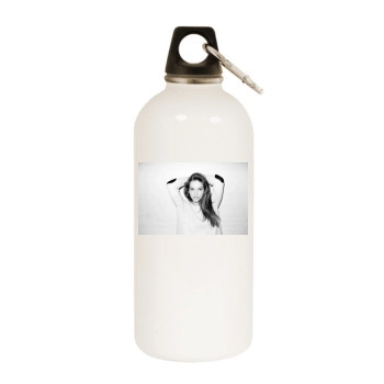 Barbara Palvin White Water Bottle With Carabiner