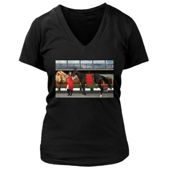 Barbara Palvin Women's Deep V-Neck TShirt