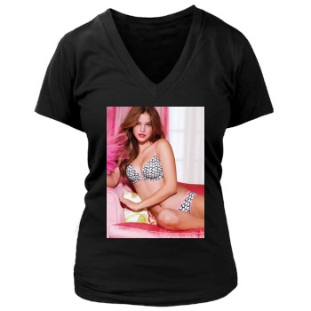 Barbara Palvin Women's Deep V-Neck TShirt