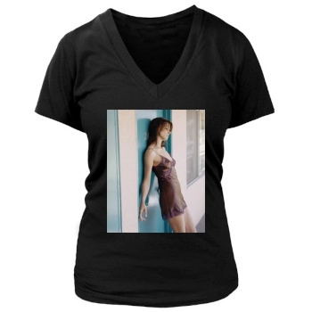 Bridget Moynahan Women's Deep V-Neck TShirt