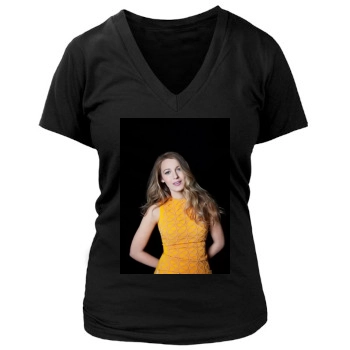 Blake Lively Women's Deep V-Neck TShirt