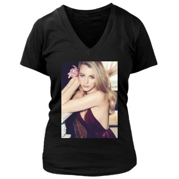 Blake Lively Women's Deep V-Neck TShirt