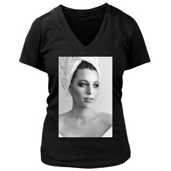 Blake Lively Women's Deep V-Neck TShirt