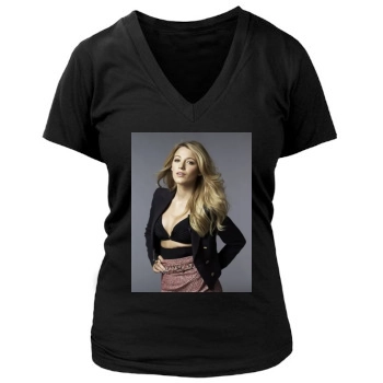 Blake Lively Women's Deep V-Neck TShirt