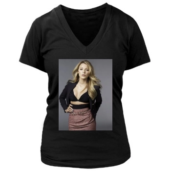 Blake Lively Women's Deep V-Neck TShirt