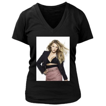 Blake Lively Women's Deep V-Neck TShirt