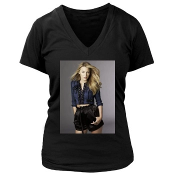 Blake Lively Women's Deep V-Neck TShirt