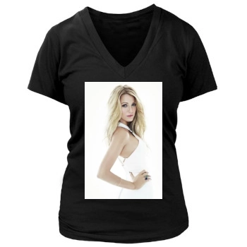 Blake Lively Women's Deep V-Neck TShirt