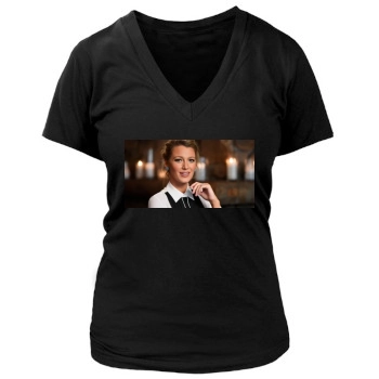 Blake Lively Women's Deep V-Neck TShirt