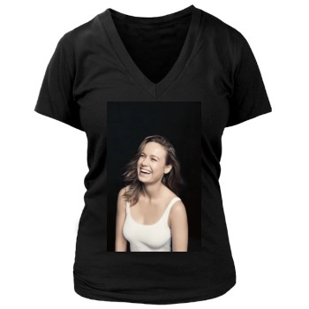 Brie Larson Women's Deep V-Neck TShirt