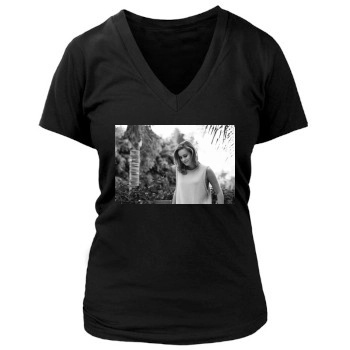 Brie Larson Women's Deep V-Neck TShirt