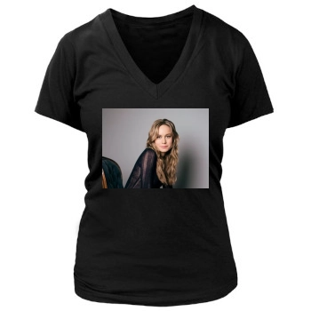 Brie Larson Women's Deep V-Neck TShirt