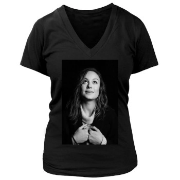 Brie Larson Women's Deep V-Neck TShirt