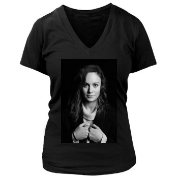 Brie Larson Women's Deep V-Neck TShirt