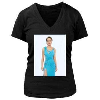 Brie Larson Women's Deep V-Neck TShirt