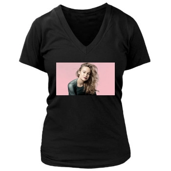 Brie Larson Women's Deep V-Neck TShirt