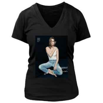 Brie Larson Women's Deep V-Neck TShirt