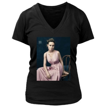 Brie Larson Women's Deep V-Neck TShirt