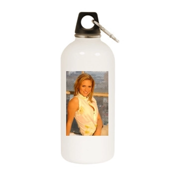 Brittany Snow White Water Bottle With Carabiner