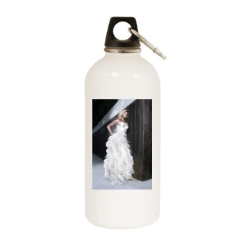 Brittany Snow White Water Bottle With Carabiner