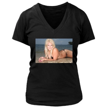 Brooke Hogan Women's Deep V-Neck TShirt