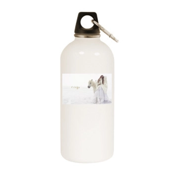 Carmen Kass White Water Bottle With Carabiner