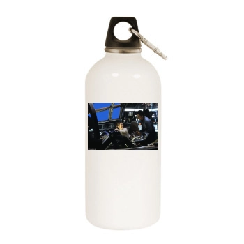 Carrie Fisher White Water Bottle With Carabiner