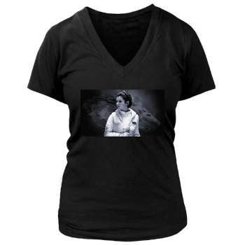 Carrie Fisher Women's Deep V-Neck TShirt