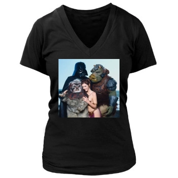 Carrie Fisher Women's Deep V-Neck TShirt