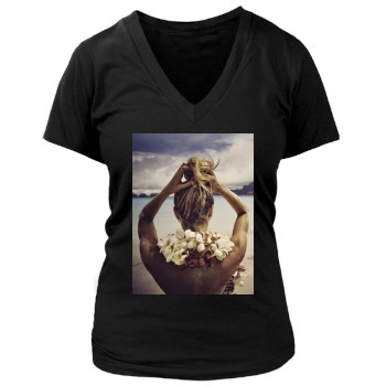Candice Swanepoel Women's Deep V-Neck TShirt